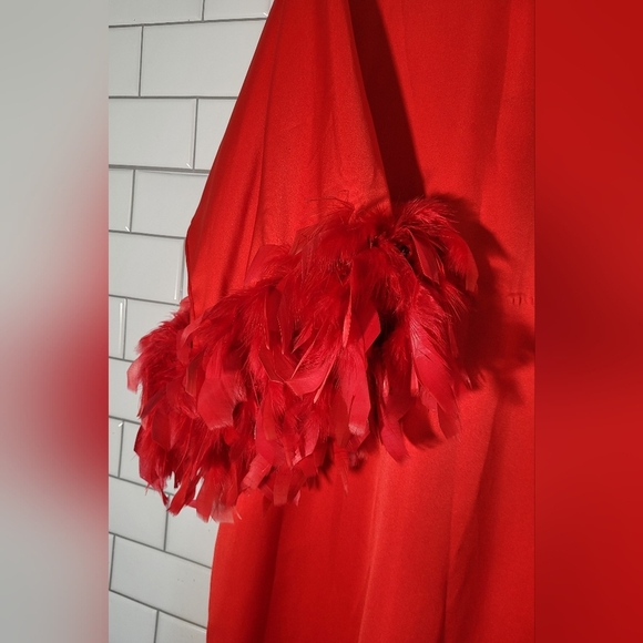 ODETTE BARSA Vintage Ladies Red Maxi Long Lounge Dress Caftan (Kaftan) Loose Fit - Picture 7 of 13